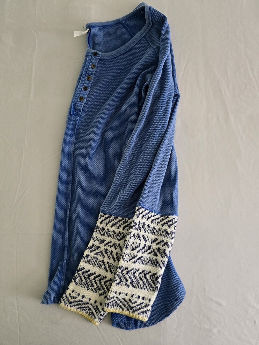 Free People Apline Cuff Waffle Knit Thermal Henley Size Large